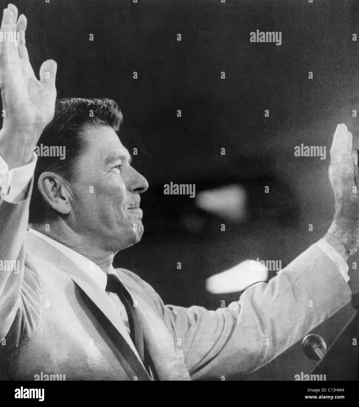 Ronald Reagan. Gouverneur von Kalifornien (und späteren US-Präsidenten) Ronald Reagan bei der Republican National Convention in Miami, Florida, August 1968. Stockfoto