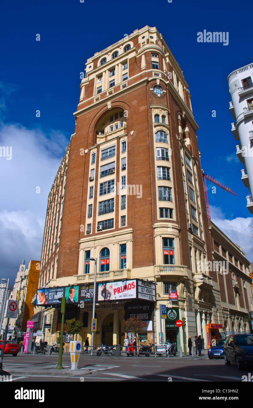 Palacio De La Prensa Gebäude Gran Via street Centra Madrid Spanien Europa Stockfoto