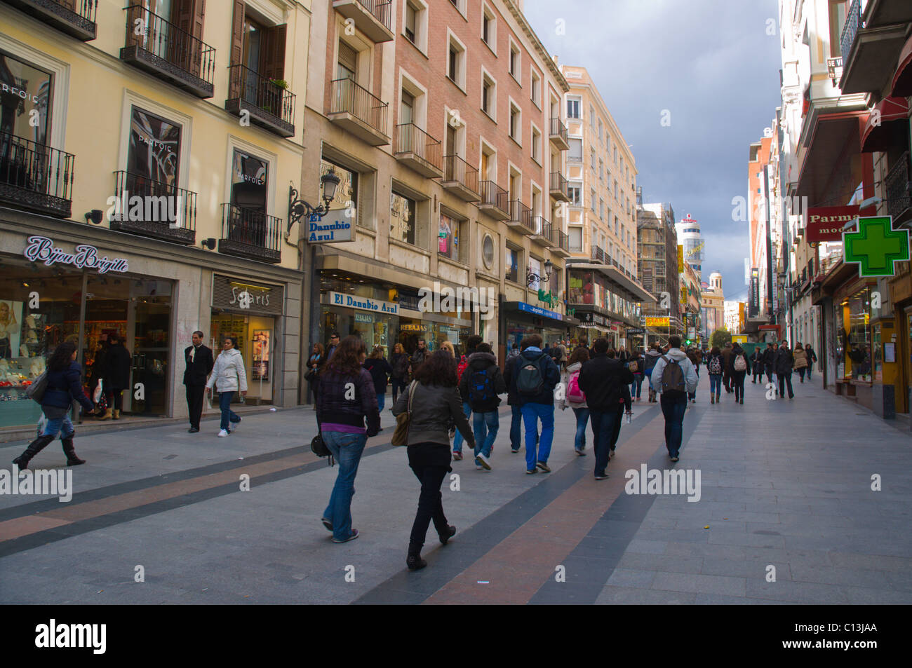 Calle de Preciados Straße zentrale Madrid Spanien Europa Stockfoto