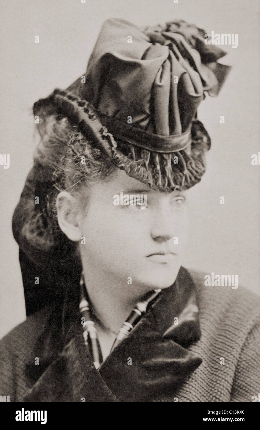 Tennessee Claflin (1844-1923), berüchtigte amerikanische Feministin und Schwester von Victoria Woodhull, mit denen sie öffnete öffnen eine Wall-Street-Broker-Firma. Sie kann verfolgt, Spiritismus und freie Liebe, hatte eine Affäre mit Cornelius Vanderbilt, aber schließlich heiratete eine verheiratete Francis Cook, Viscount dazu im Jahre 1885. Stockfoto