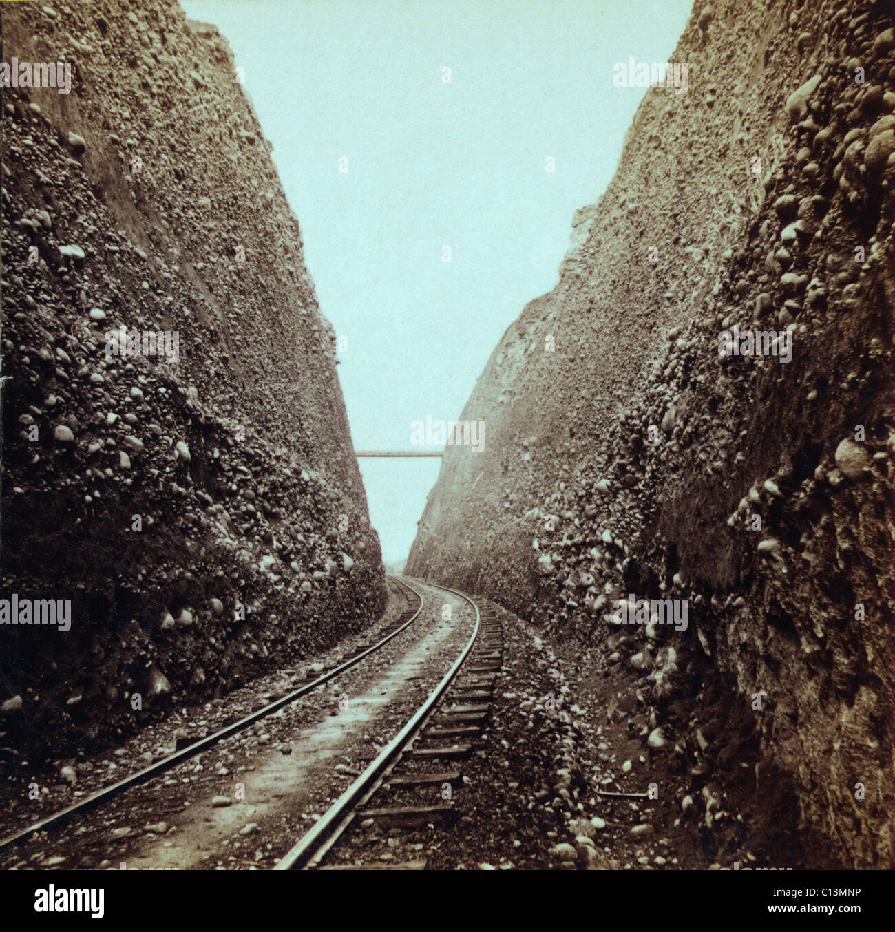Central Pacific Railroad Bloomer geschnitten war 800 Fuß lang und 63 Fuß hohe Wände. Es wurde mit Dynamit in ausgegraben. Stockfoto