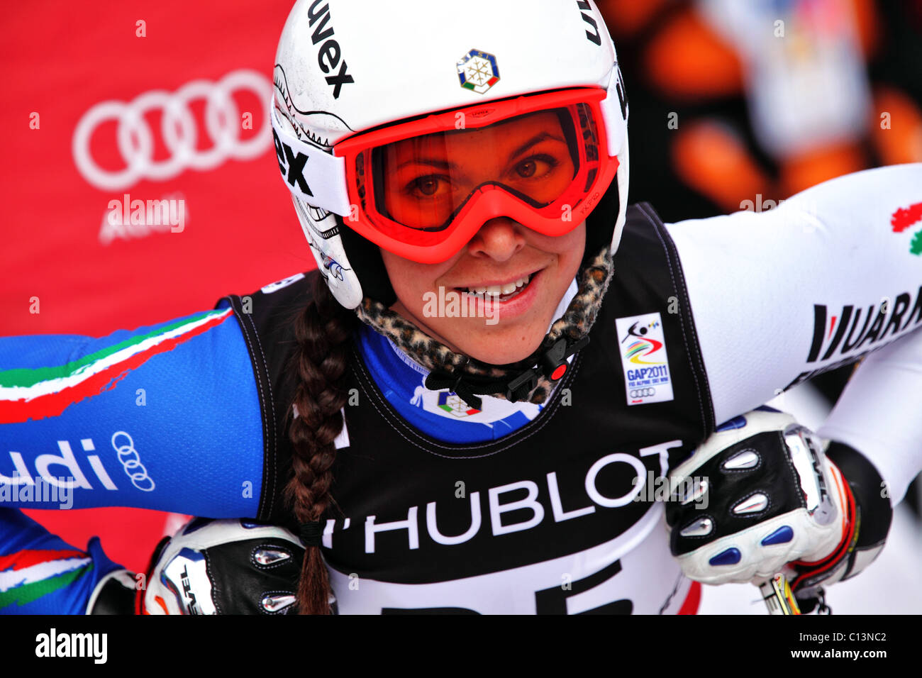 Elena Curtoni (ITA) auf die FIS Alpine Ski-WM 2011 in Garmisch-Partenkirchen Stockfoto
