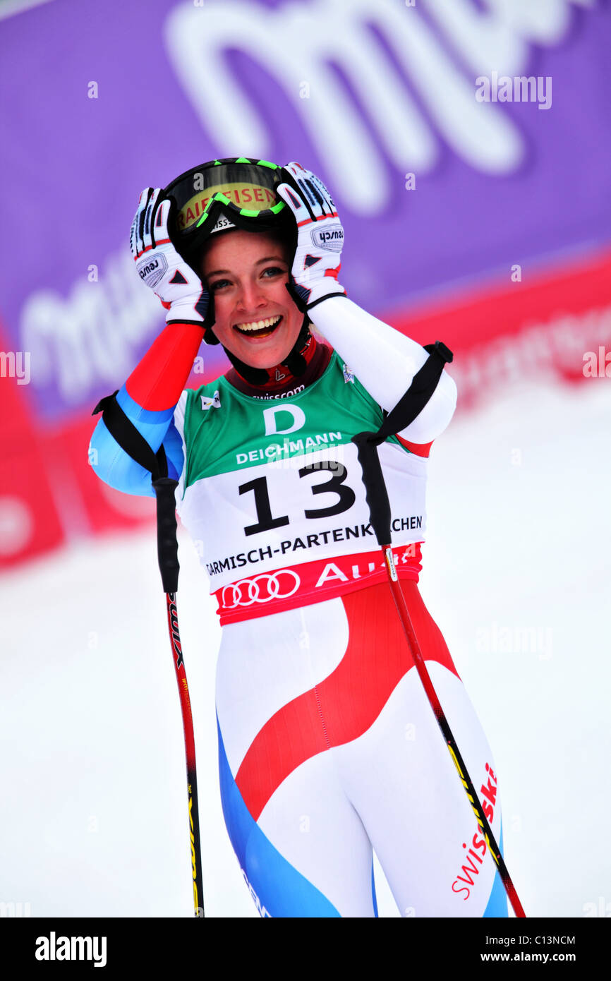 Lara Gut (SUI) auf die FIS Alpine Ski-WM 2011 in Garmisch-Partenkirchen Stockfoto
