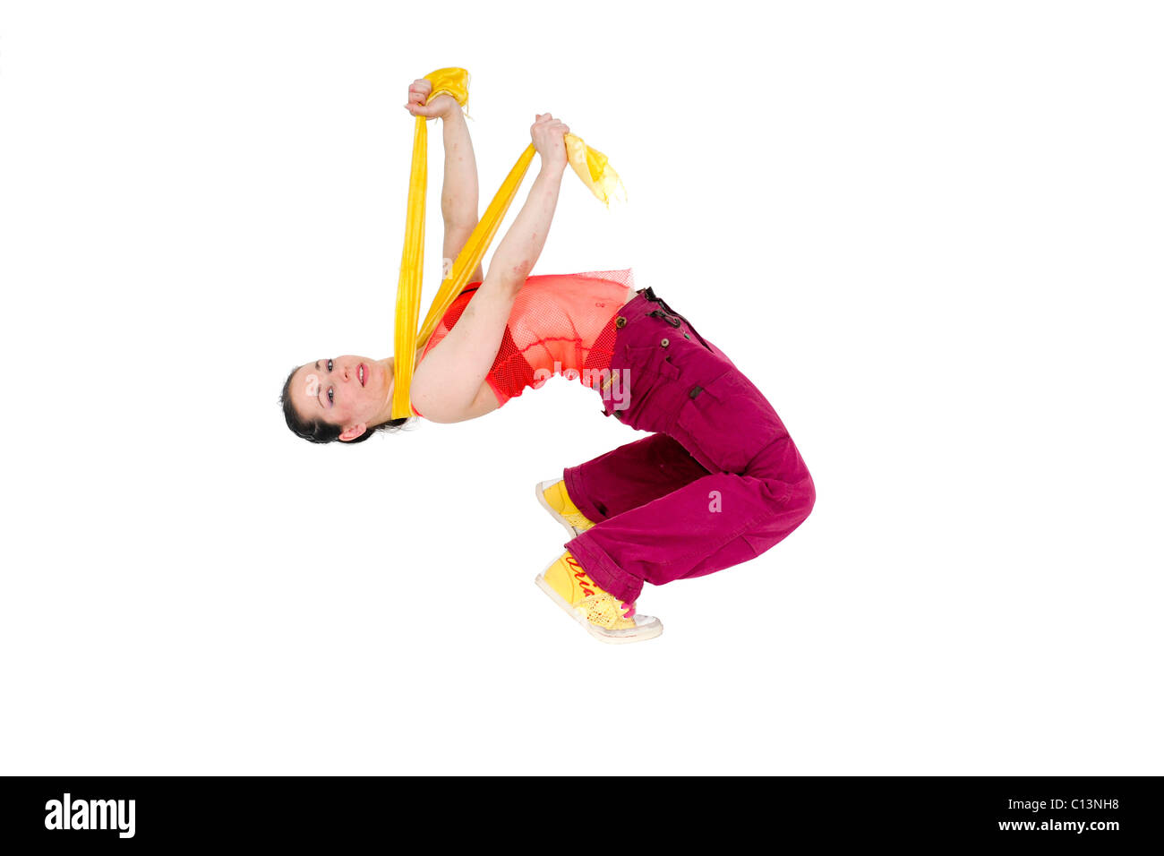 Weibliche Hip-Hop Tänzer auf weißem Hintergrund Stockfoto