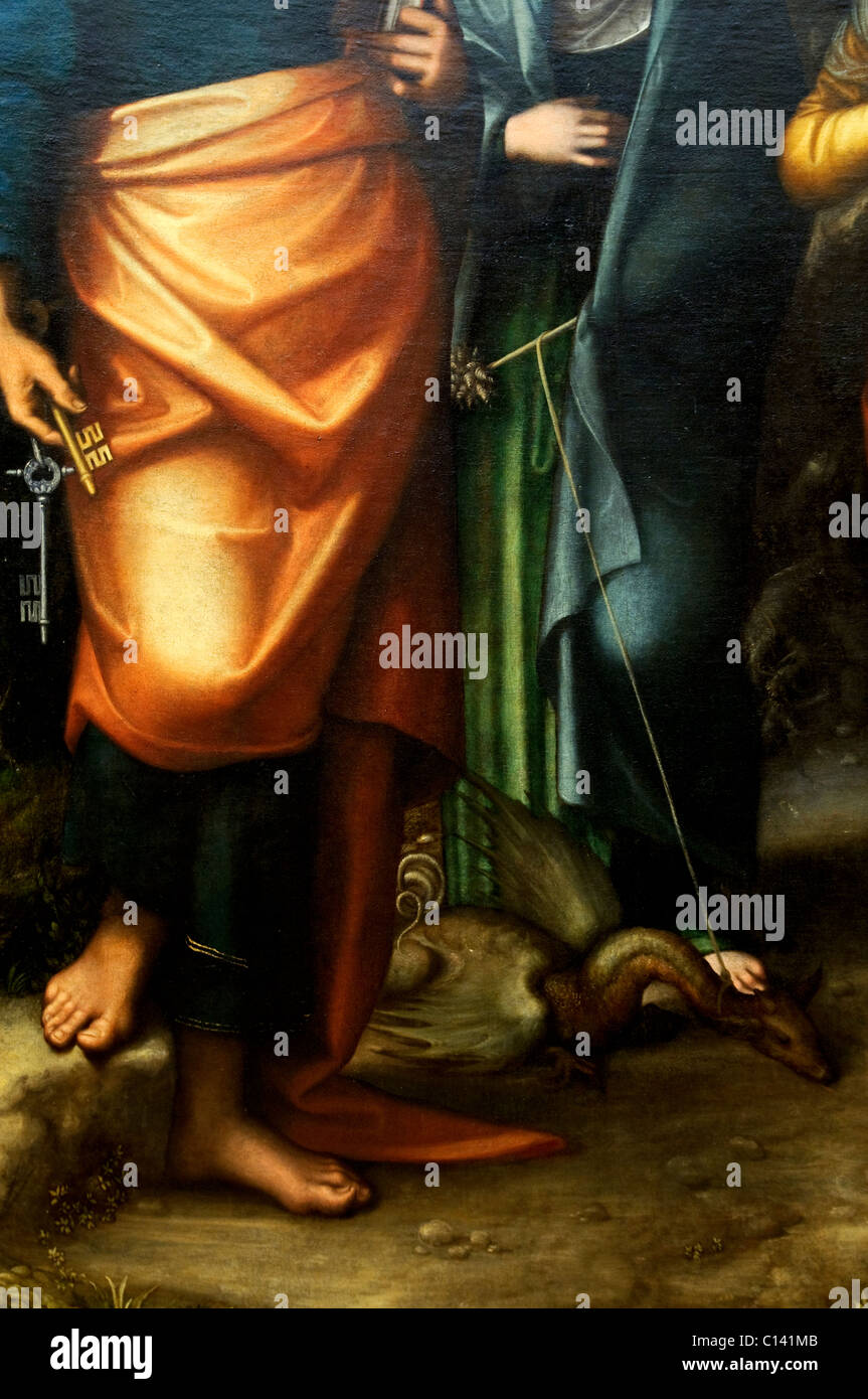 Detail: Heiligen Peter, Martha, Maria Magdalena und Leonard, ca. 1514 – 16, von Correggio Stockfoto