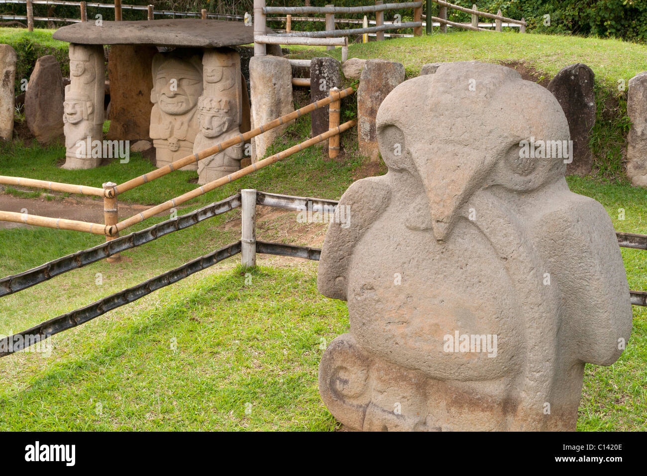 Auf San Agustin archäologische Stätte, Kolumbien, Südamerika, UNESCO-Weltkulturerbe in Huila Abteilung getroffen Stockfoto