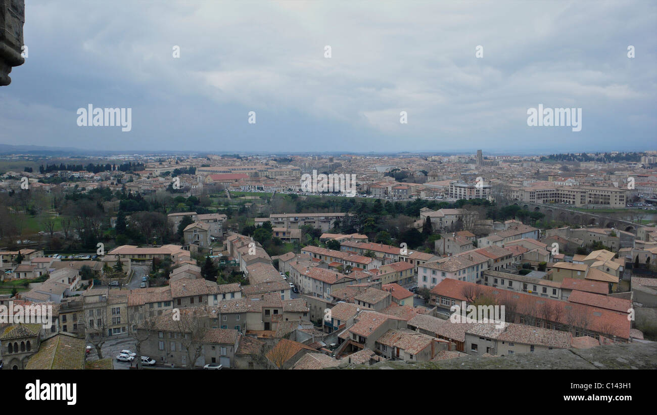 Blick auf die Straße befestigte französische Stadt Aude Abteilung Languedoc Carcassonne Stockfoto