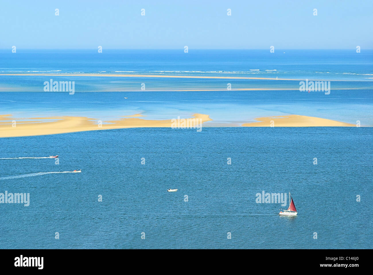 Düne von Pyla Sandbank - Düne von Pyla Sand spucken 01 Stockfoto