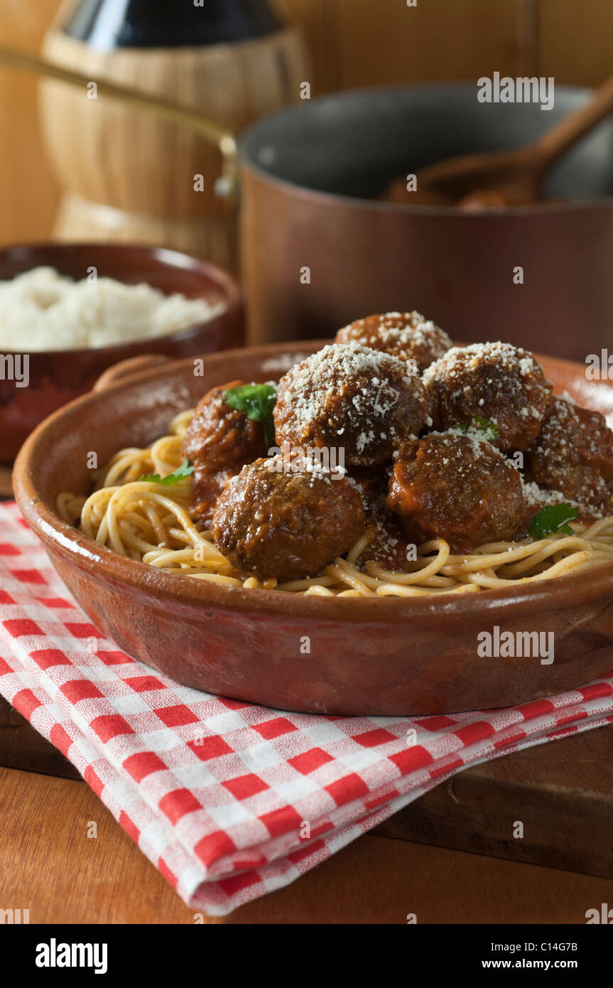 Spaghetti und Fleischbällchen Stockfoto