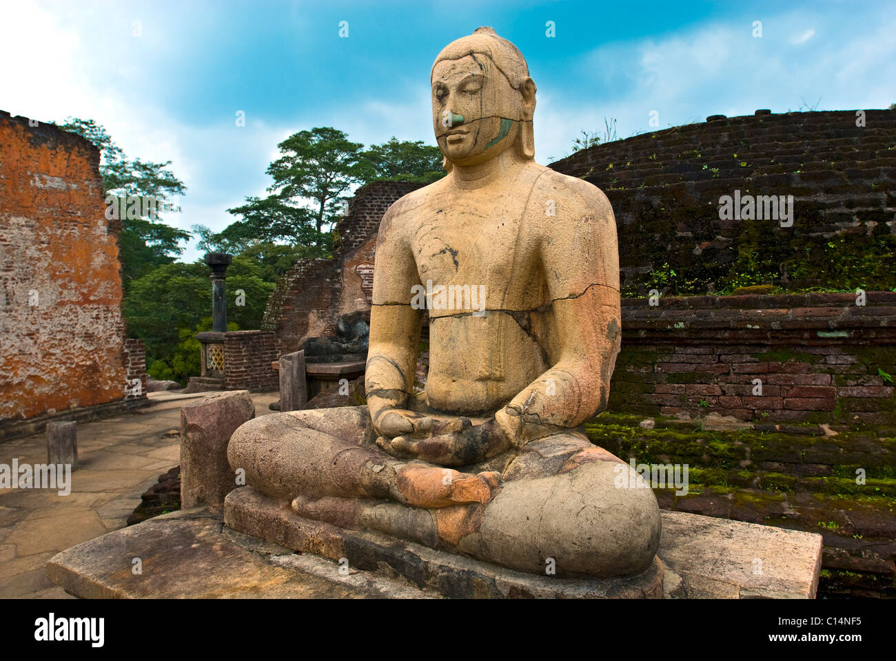 Sitzender Buddha, Polonnaruwa, Sri Lanka Stockfoto