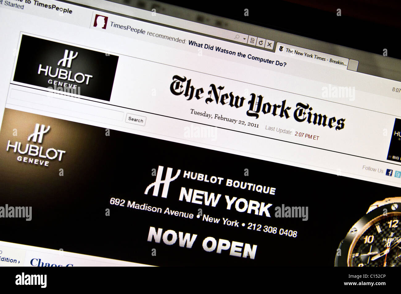 Die New York Times-Website auf dem Computerbildschirm angezeigt Stockfoto