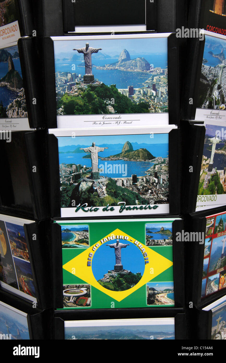 Fotos und Postkarten von Christus Erlöser, Christusstatue in Rio De Janeiro, Brasilien Stockfoto