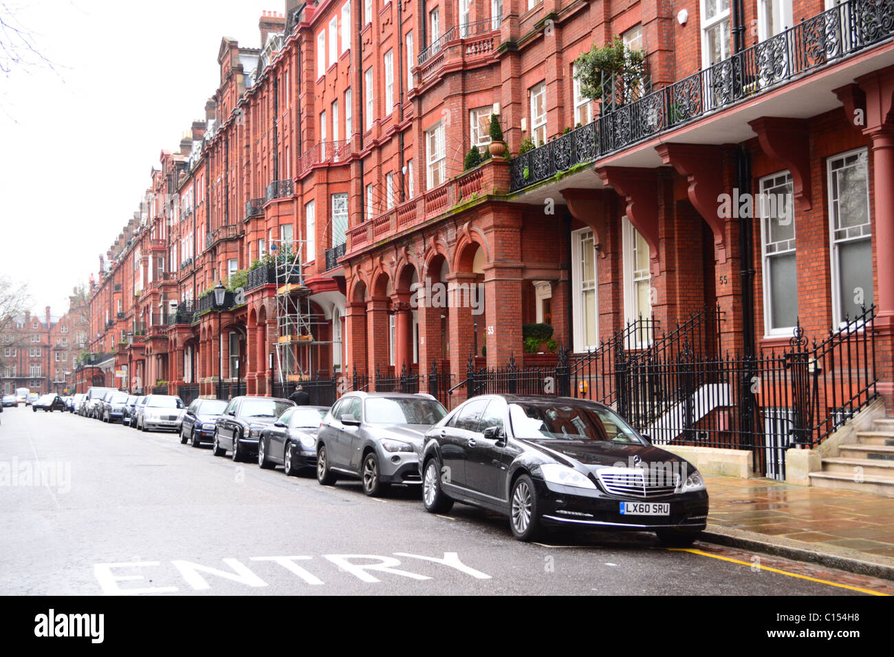 Cadogan Square Knightsbridge Chelsea rote Backsteinhäuser Stockfoto