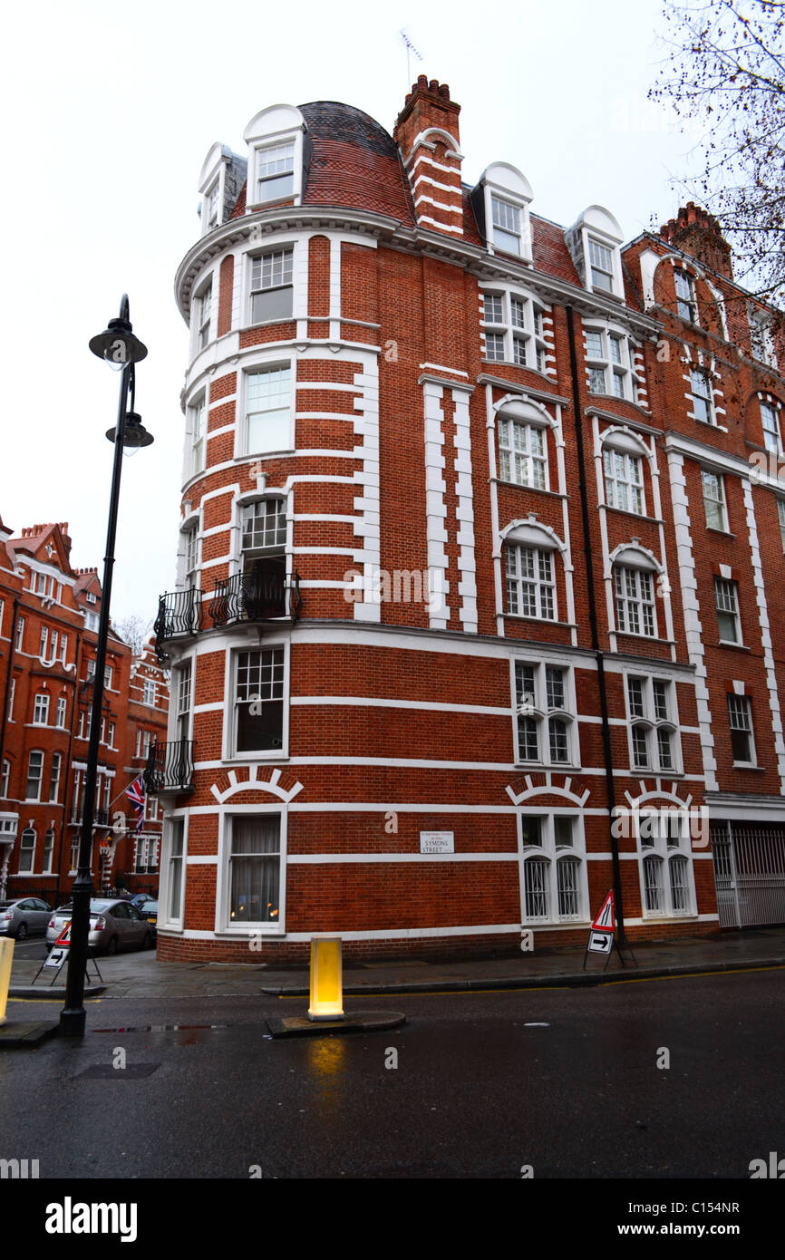 Häuser von der wohlhabende: rote Backsteinhäuser in der Nähe von Cadogan Stadtplatz, Chelsea Knightsbridge, London, Vereinigtes Königreich. Stockfoto