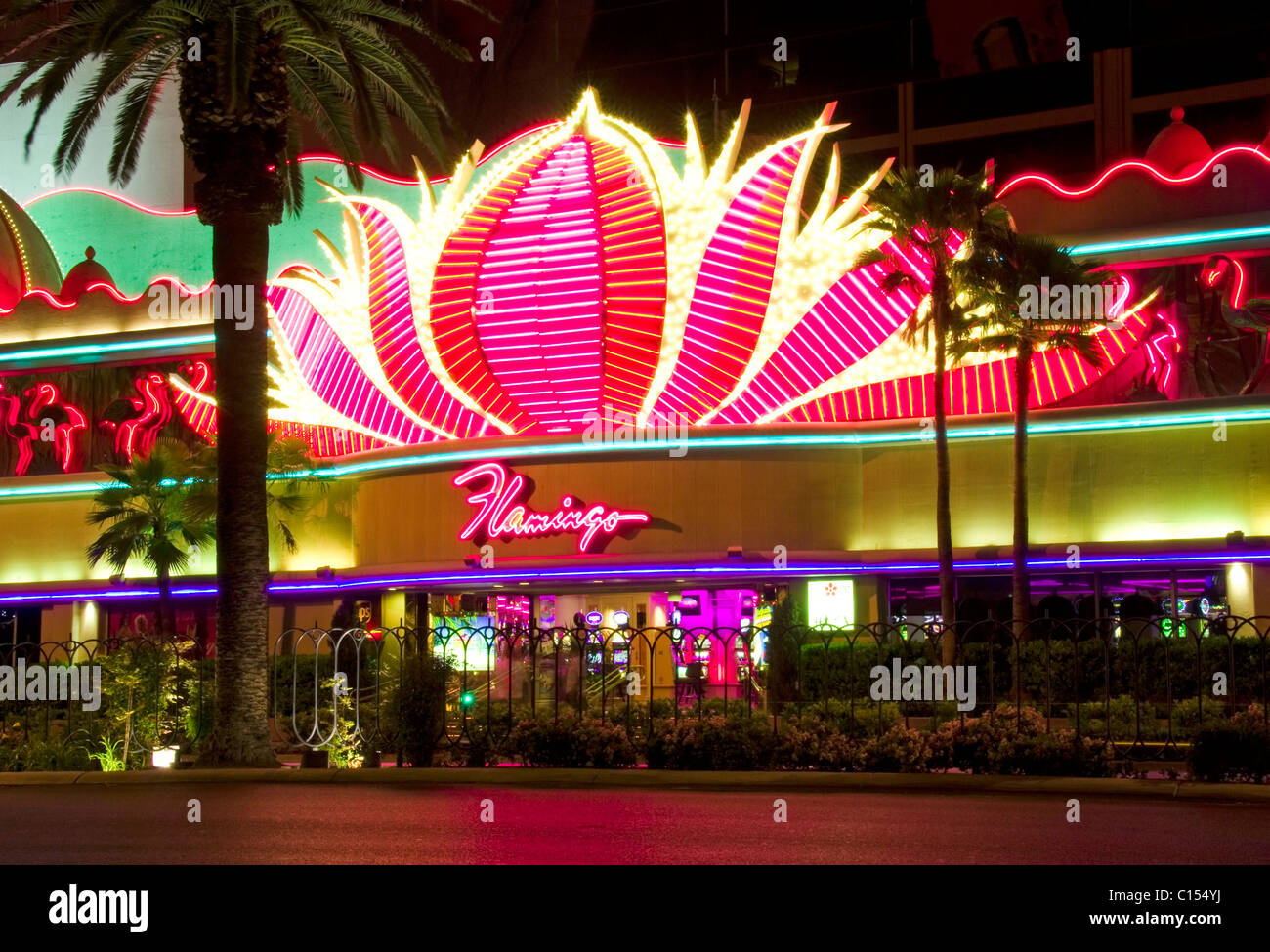 Neon-Schilder von The Flamingo Hotel Casino Stockfoto