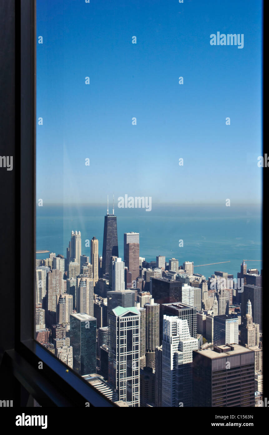 Ansicht des Stadtbildes von Sears Tower Aussichtsplattform, erhöhten Blick Stockfoto