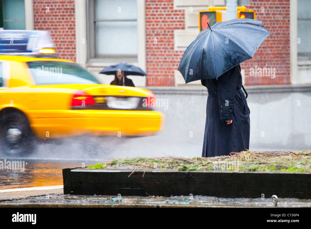 Regen auf der Upper East Side, Manhattan, New York City Stockfoto