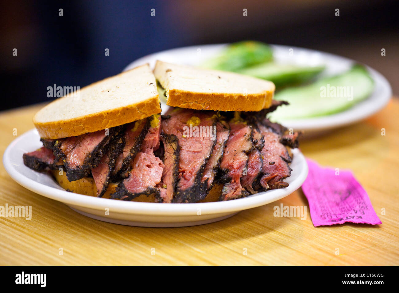 Pastrami Sandwich Katz es Deli in New York City Stockfoto