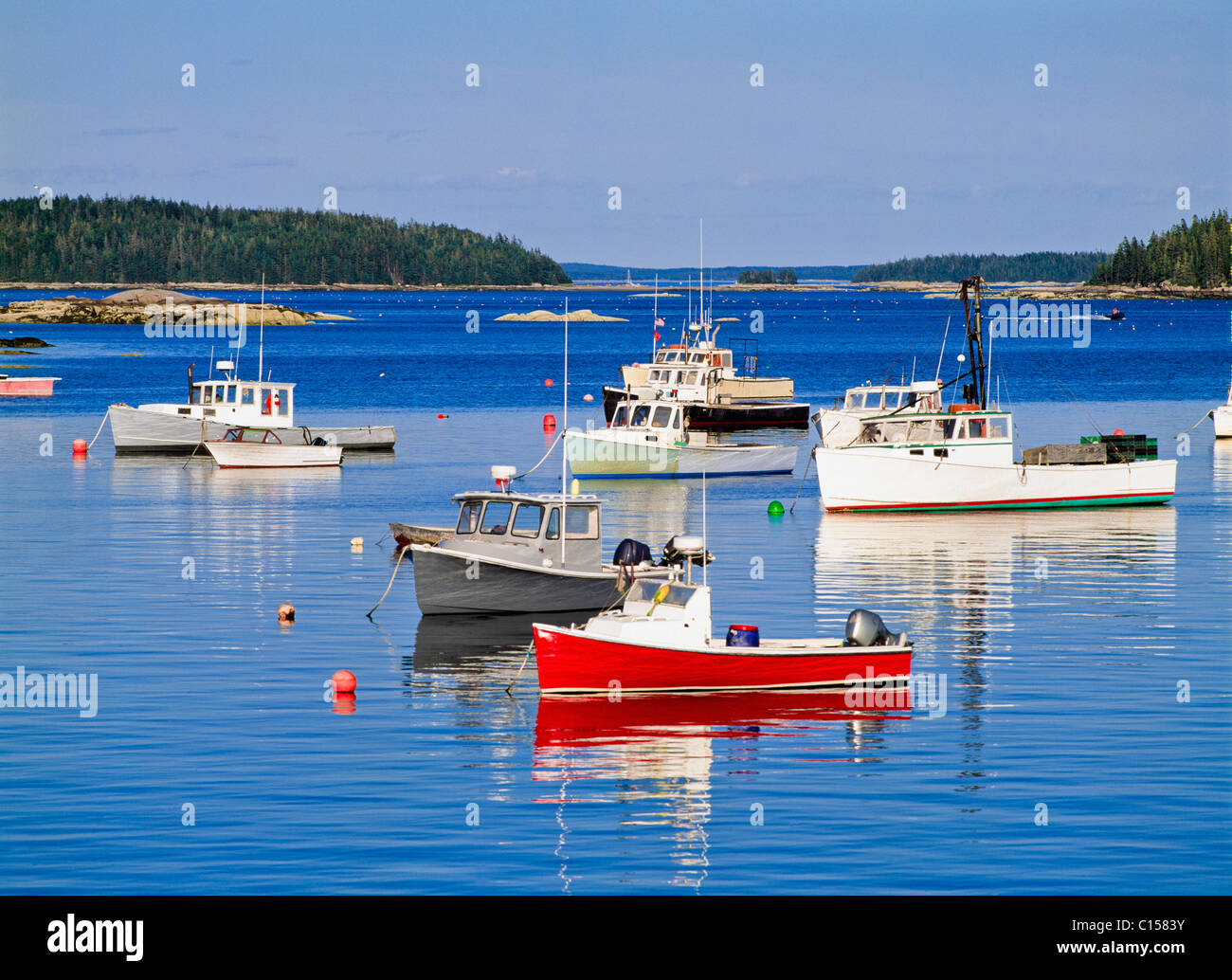 Lobster Boote im Hafen von Stonington Stockfoto