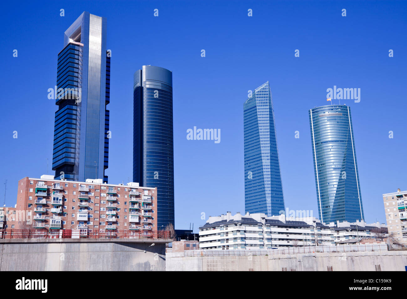 Cuatro Torres Business Area in Madrid Stockfoto