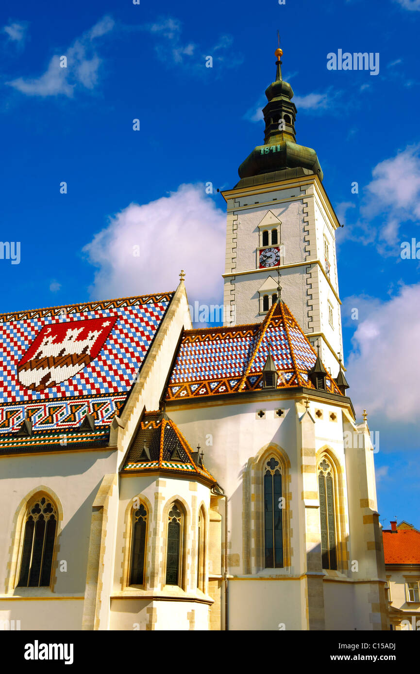 Späte gotische Kirche von St. Markus Kirche (Crkva Sv. Marka), Zagreb, Kroatien Stockfoto