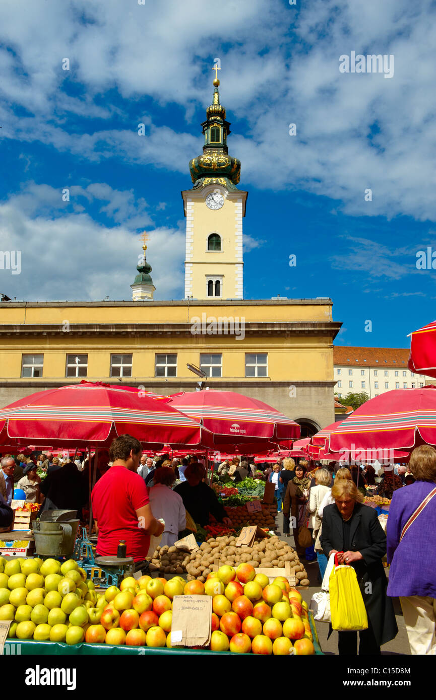 Dolac Obst & Gemüsemarkt [Tržnica Dolac], Zagreb, Kroatien Stockfoto