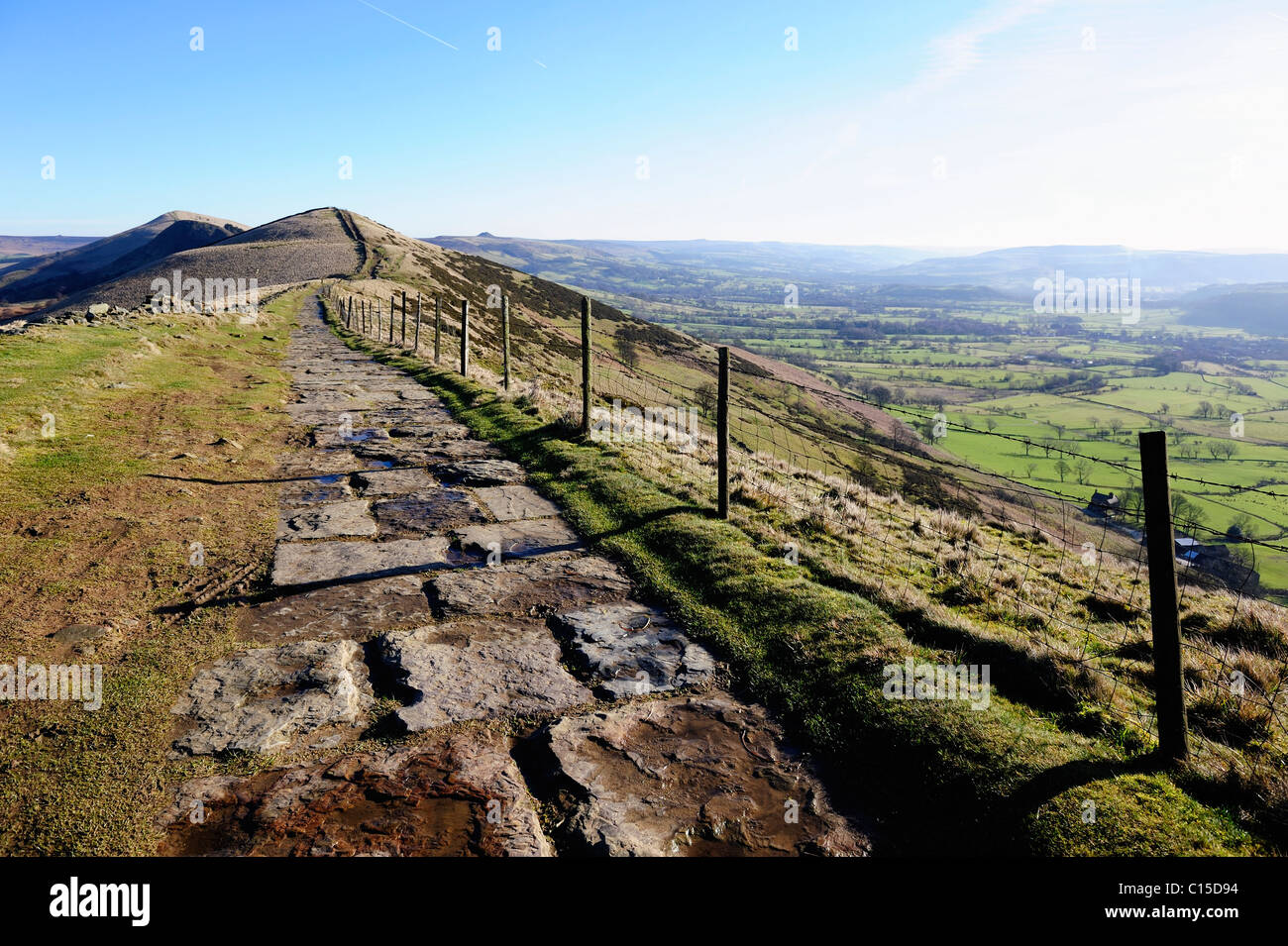 öffentliche steinernen Fußweg Derbyshire Peak District England uk Stockfoto
