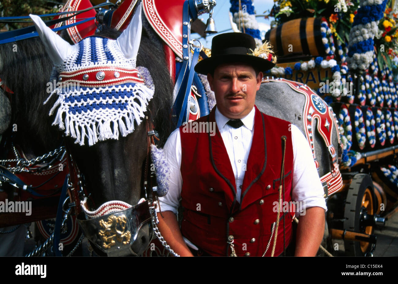 Ankunft der Wiesenwirte oder Oktoberfest Zöllner bei der Münchner Oktoberfestes, Bayern, München, Deutschland, Europa Stockfoto