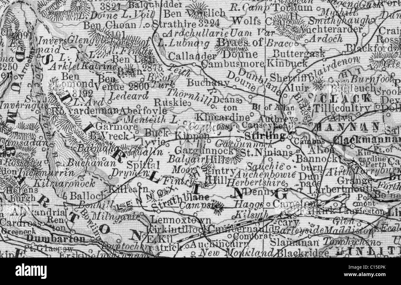 Alte Karte von Sterling County aus original Geographie Lehrbuch, 1884 Stockfoto