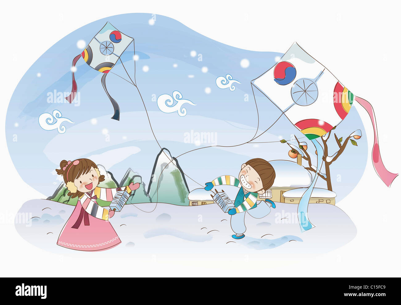 Szene der koreanischen traditionellen Feiertage Stockfoto