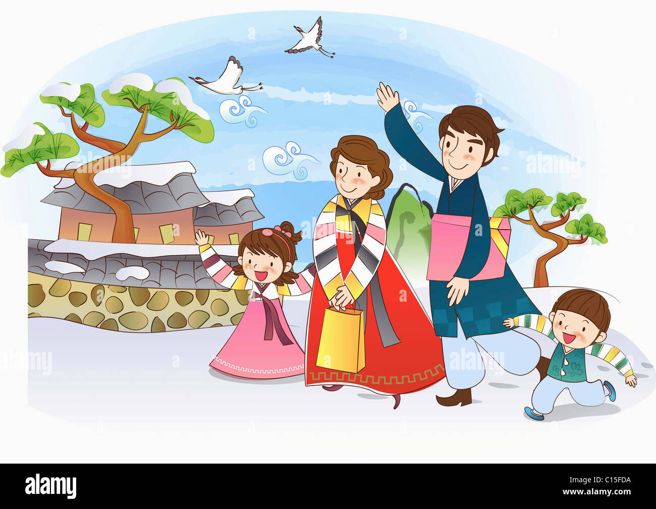 Szene der koreanischen traditionellen Feiertage Stockfoto