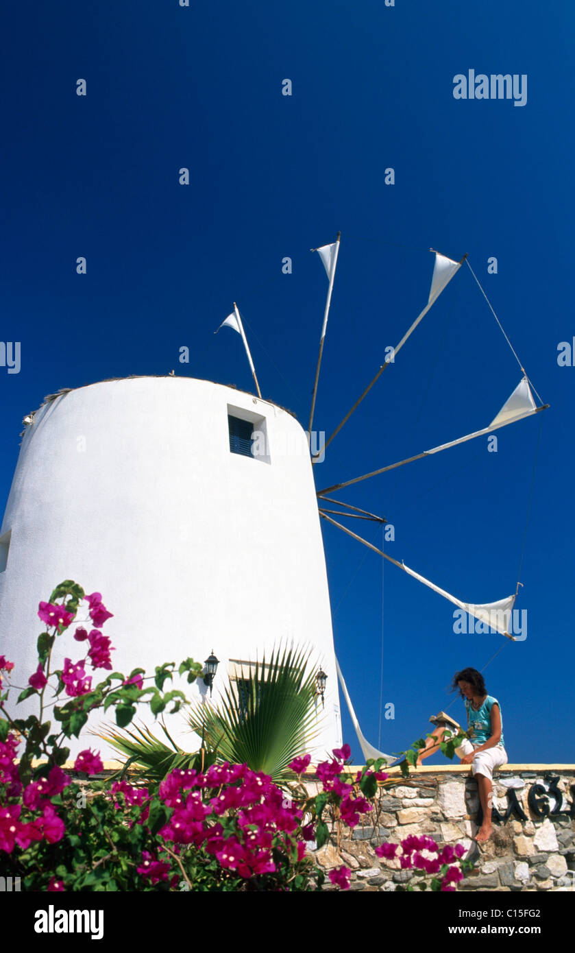 Windmühle, Stadt von Paros, Kykladen, Griechenland, Europa Stockfoto