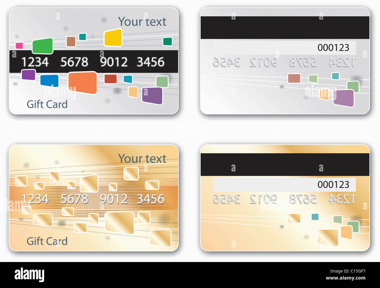 verschiedene Arten von Kreditkarten-design Stockfoto