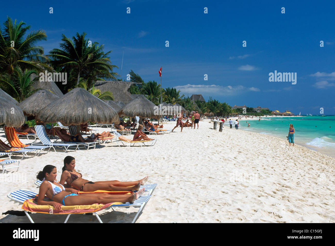 Playa del Carmen, Strand entlang der Riviera Maya, Riviera Maya, Yucatan, Mexiko Stockfoto