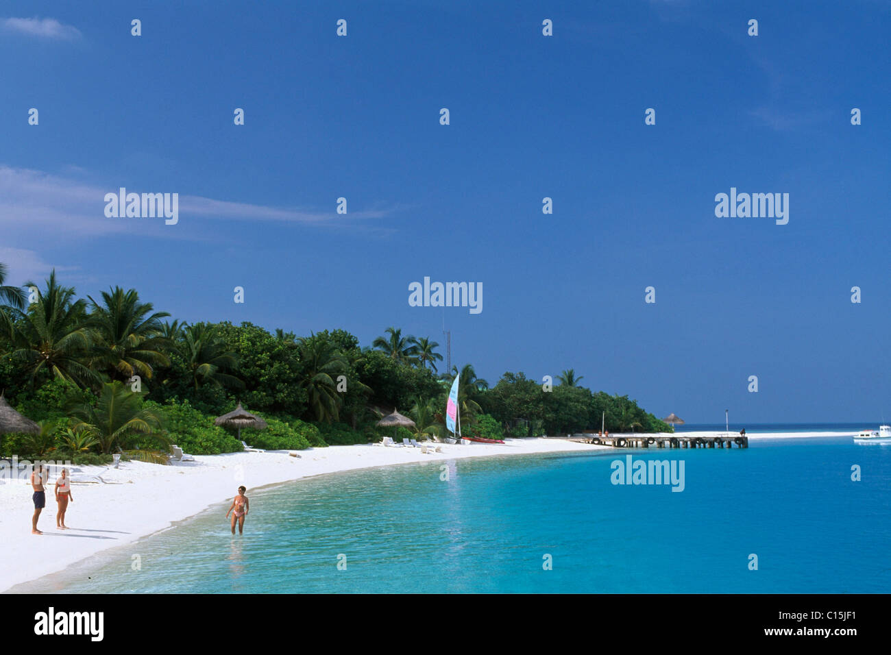 Unberührten Strand, Insel Nakatchafushi, Nord-Atoll, Malediven, Indischer Ozean Stockfoto