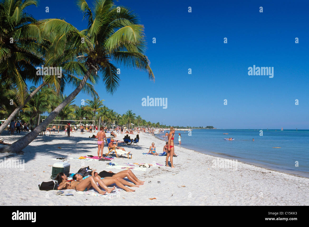 Strandszene, Smathers Beach, Key West, The Keys, Florida, USA Stockfoto