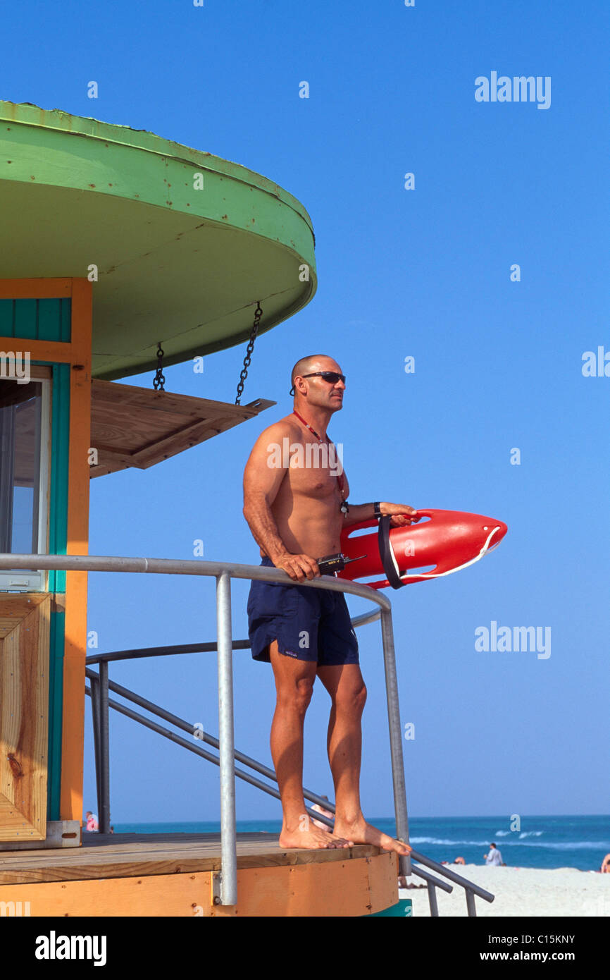 Rettungsschwimmer, South Beach, Miami, Florida, USA Stockfoto