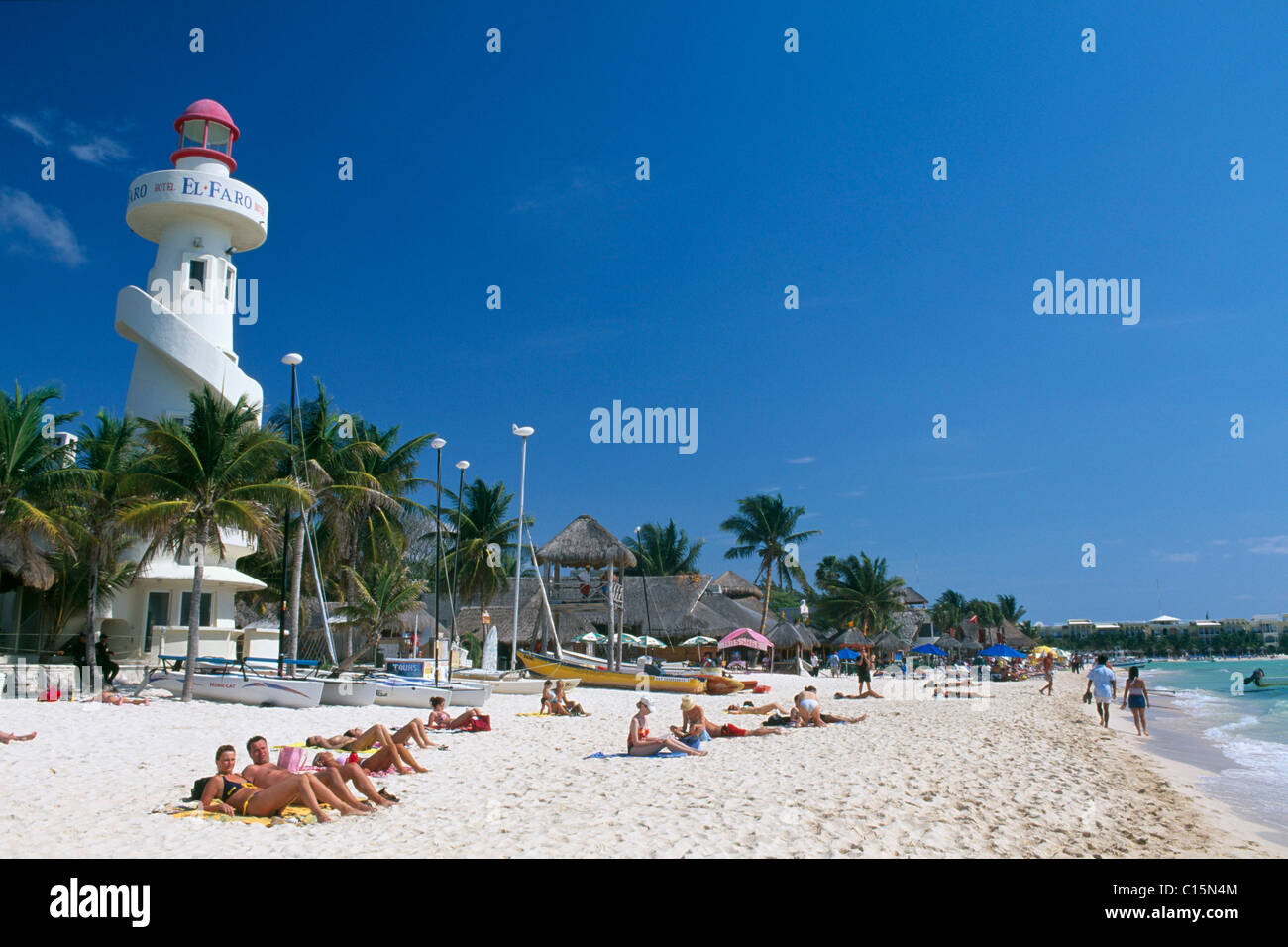Leuchtturm an der Riviera Maya, Playa del Carmen Beach, Riviera Maya, Mexiko, Yucatan Stockfoto