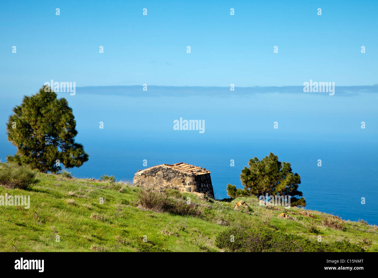 Steinhaus in der Nähe von Las Tricias, La Palma, Kanarische Inseln, Spanien Stockfoto