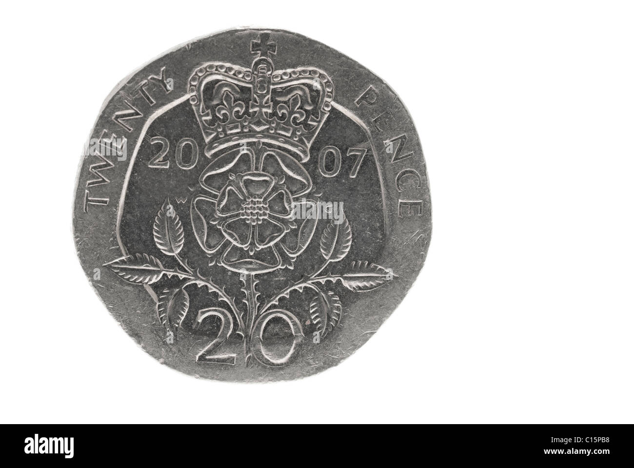 Zwanzig Pence Münze Stockfoto