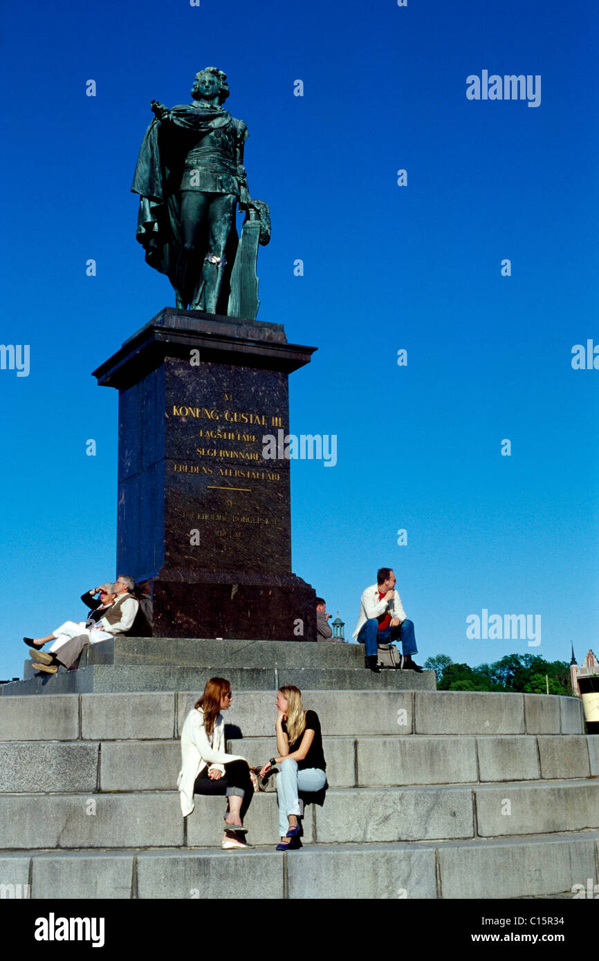 König Gustav Denkmal, Stockholm, Schweden, Scandinavia Stockfoto