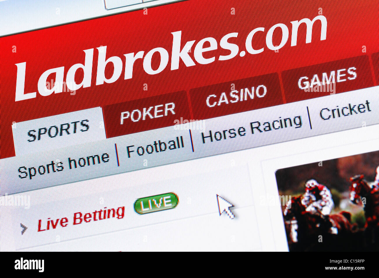 Ladbrokes Online-Glücksspiele und Buchmacher. Ladbrokes.com ist die Internet-Version des Buchmachers. Stockfoto
