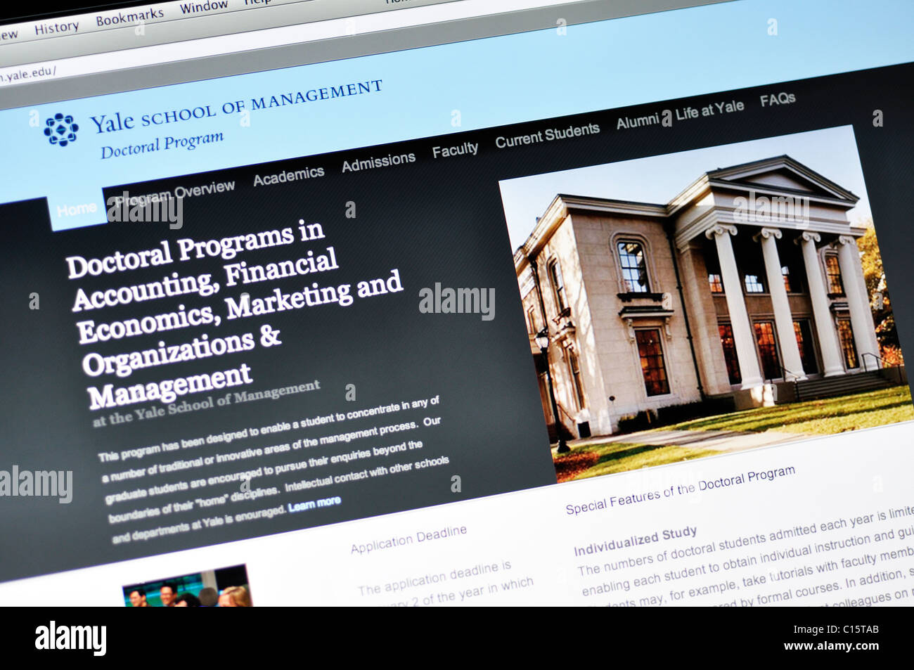 Yale School of Management Website, Yale University Stockfoto