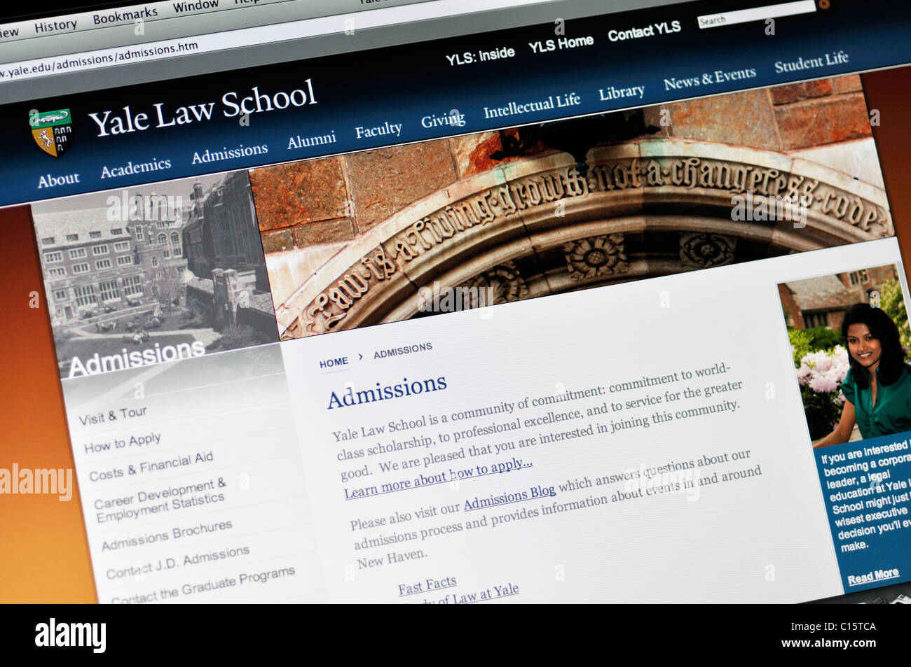 Yale Law School Website, Yale University Stockfoto