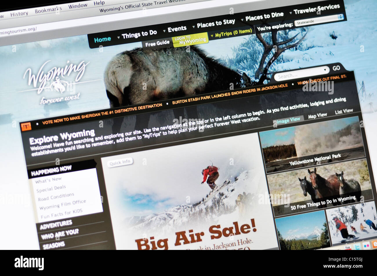 Wyoming Zustand offizielle Tourist Office-website Stockfoto