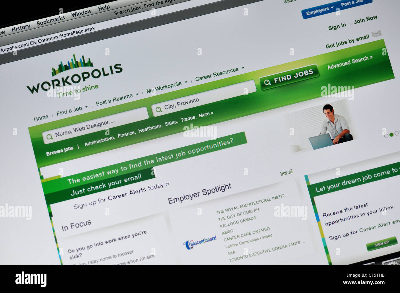 Workopolis Website - Jobs Suchmaschine Stockfoto