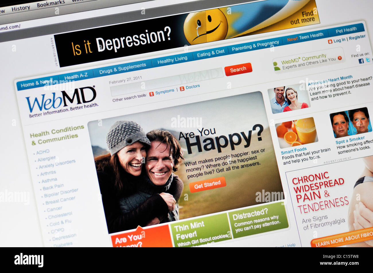 WebMD Gesundheit und medizinische Nachrichten und Informationen website Stockfoto
