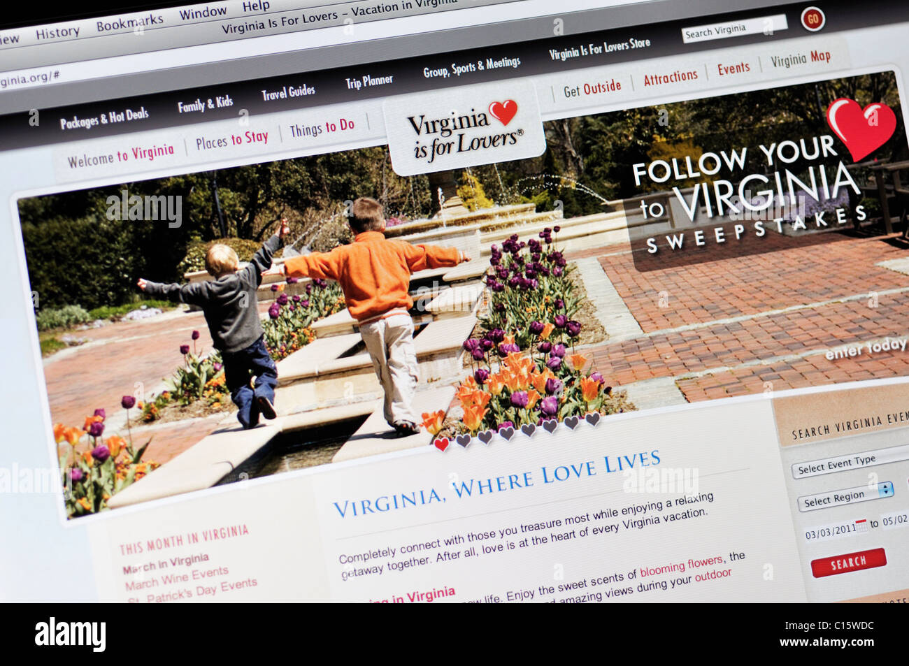 Virginia offizielle Tourismus-website Stockfoto