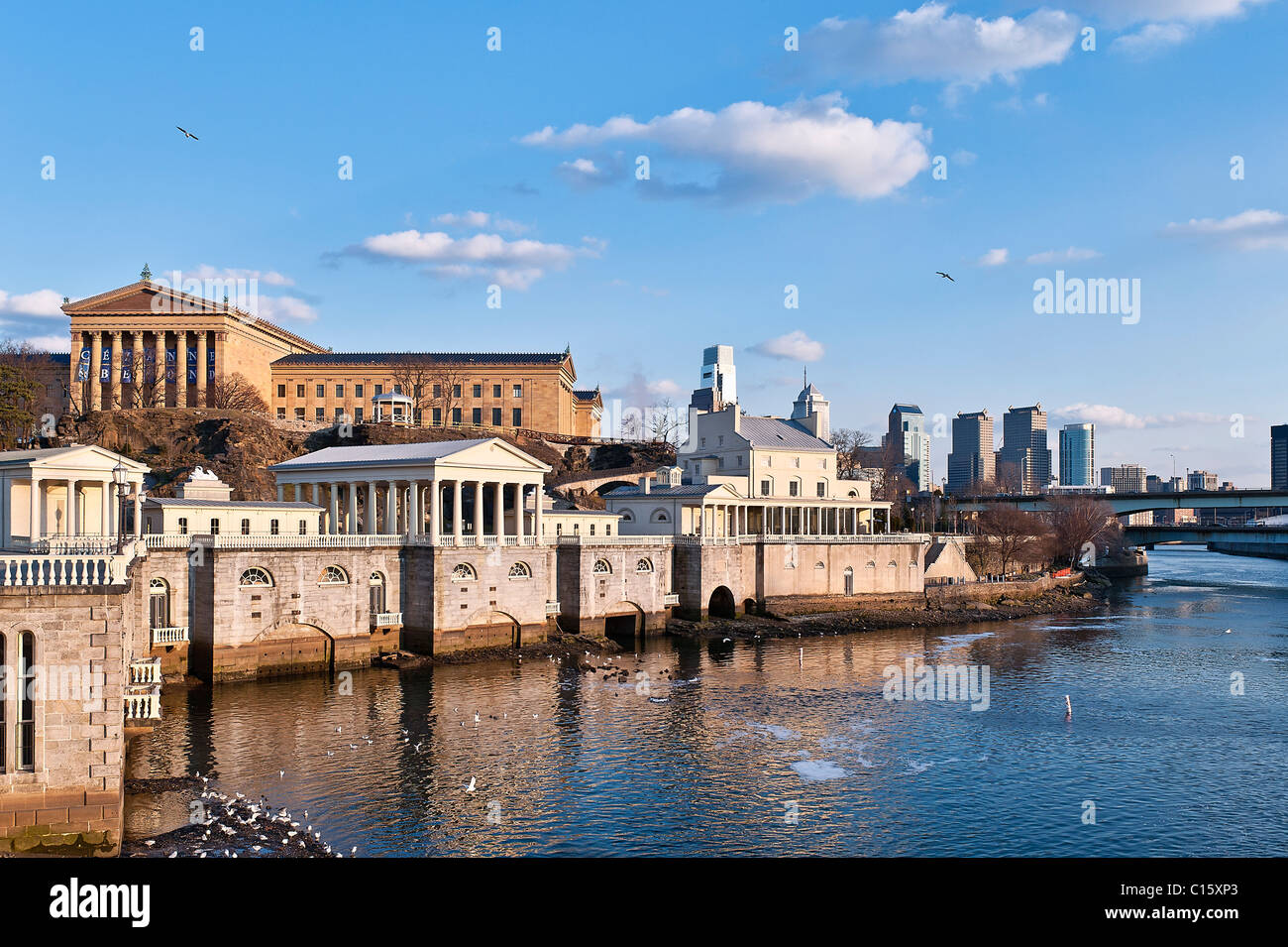 Die Delaware Water Works und Kunstmuseum, Philadelphia, Pa, Pennsylvania, USA Stockfoto