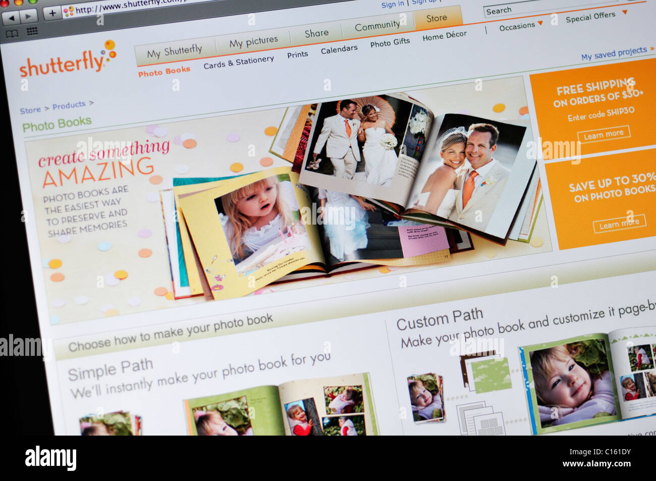 Shutterfly Foto sharing und Webseite drucken Stockfoto